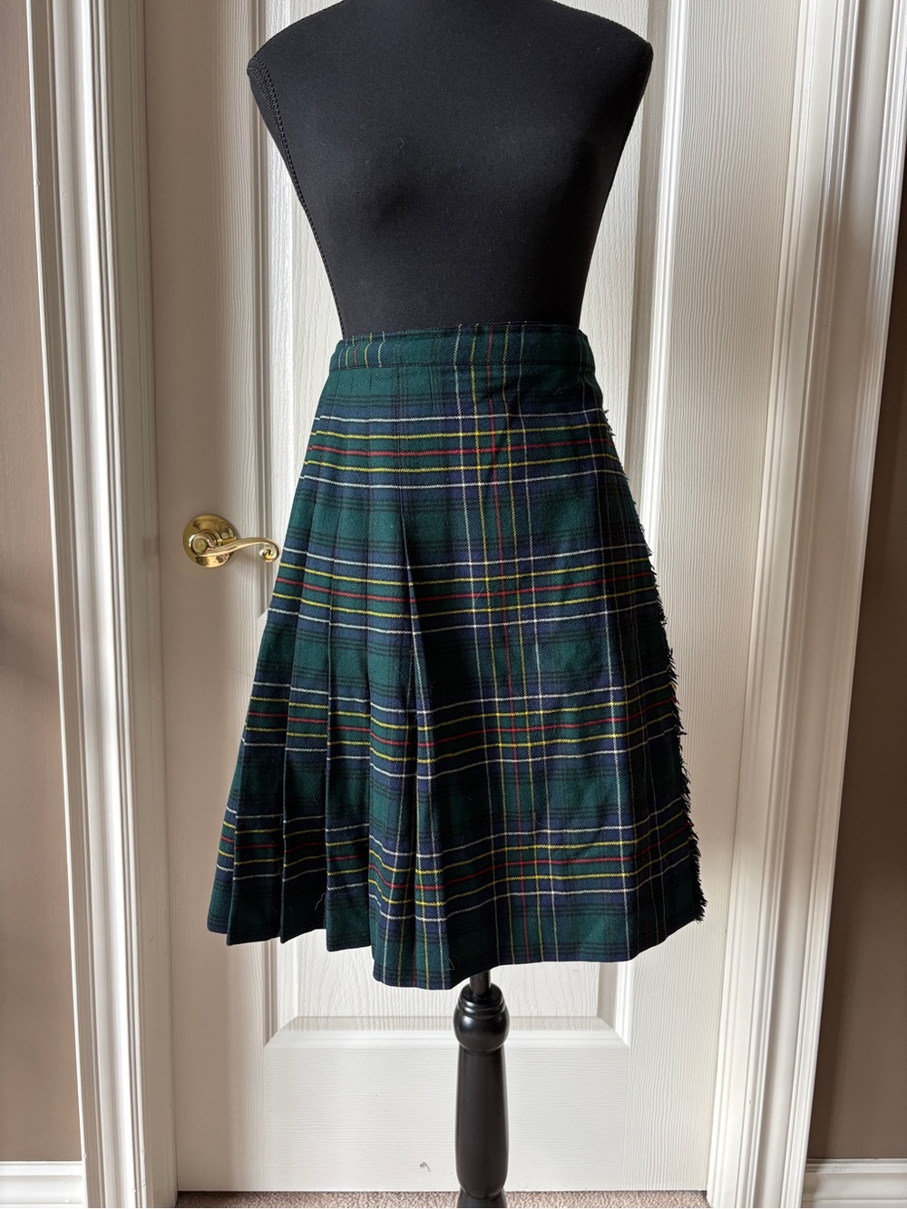 Vintage 1950s/1960s Kilt, Green Plaid Pleated